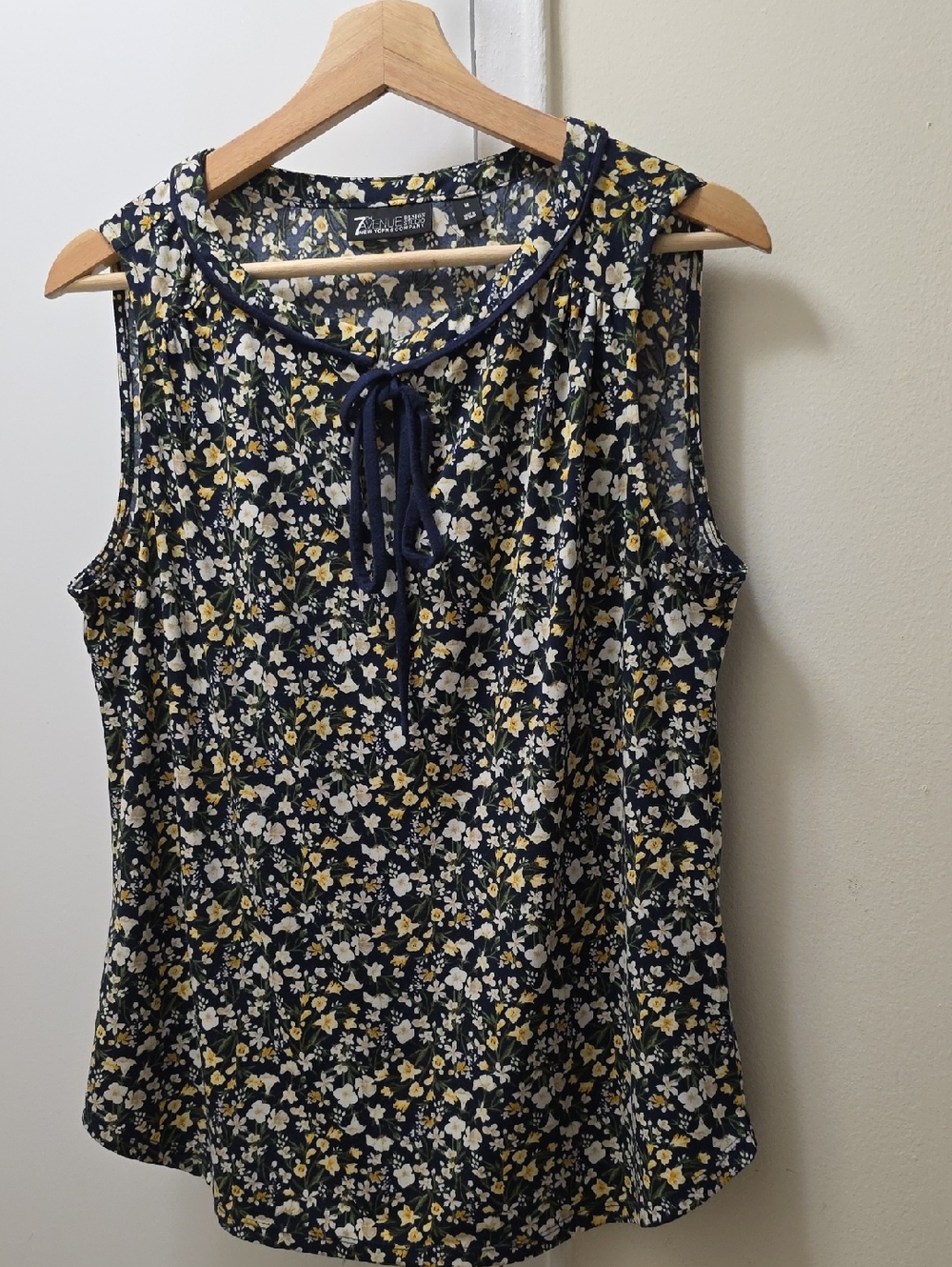 Zac & Rachel Navy Floral Tie-Front Sleeveless Camisole
